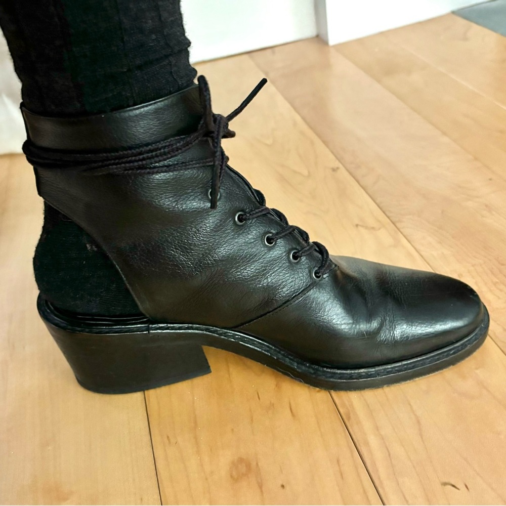 Rodeo Drive 90’s couture! Open Heel ankle Boots Lace Ties Leather Womens 8 - Picture 6 of 8